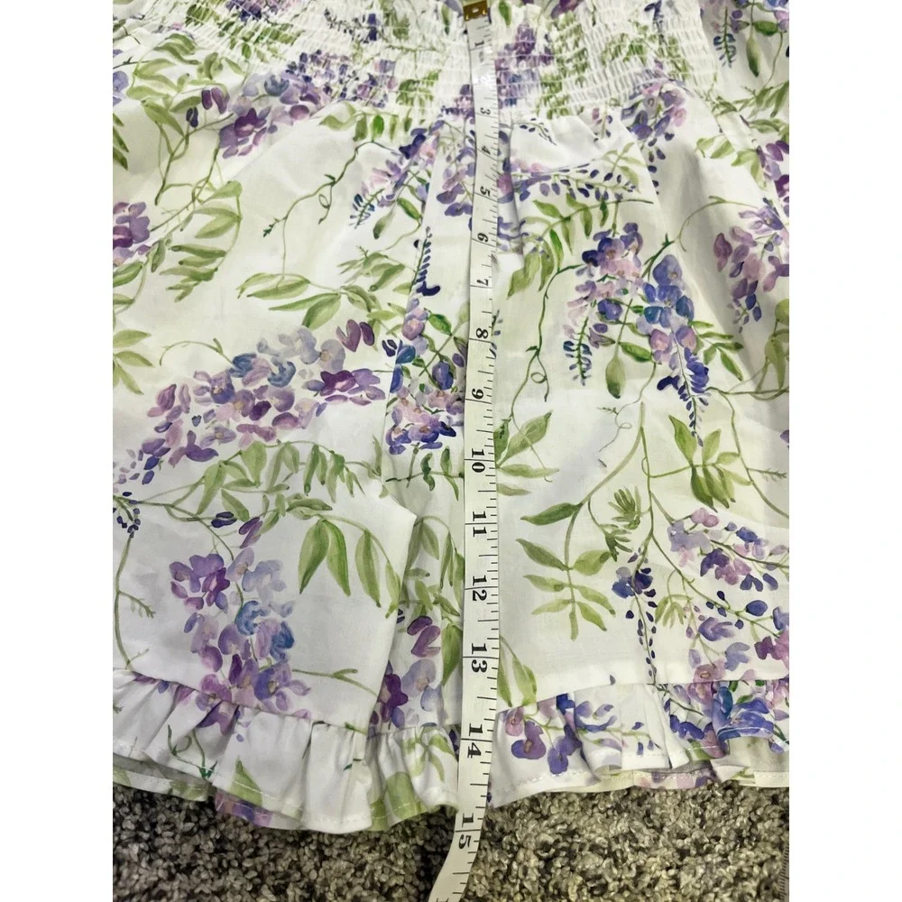 Hill House Home Girls Wisteria Floral Flutter Sleeve Top Ruffle Shorts Set 9/10Y